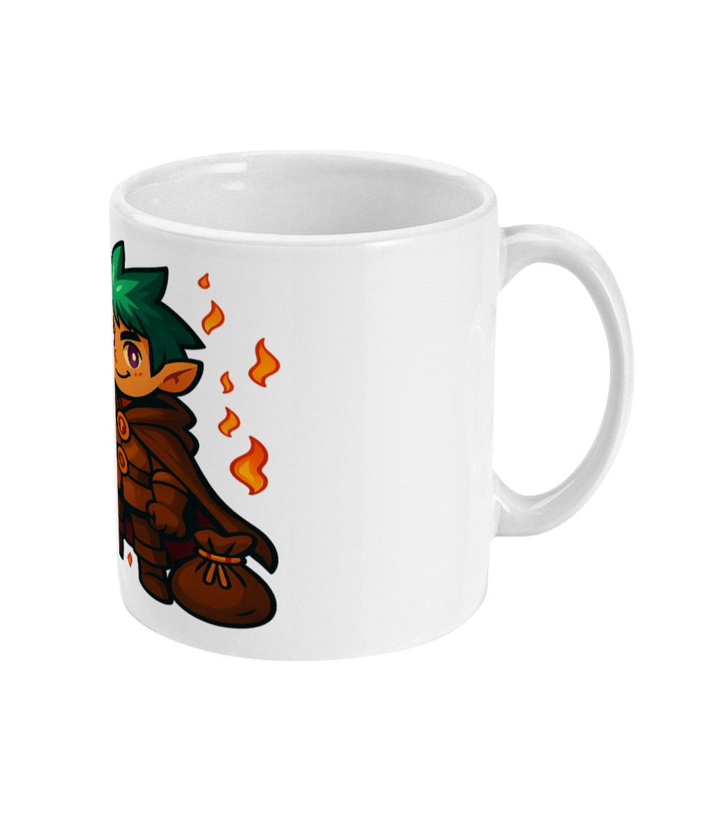 Flamebound Rogue – Ceramic Fantasy Mug (11oz)