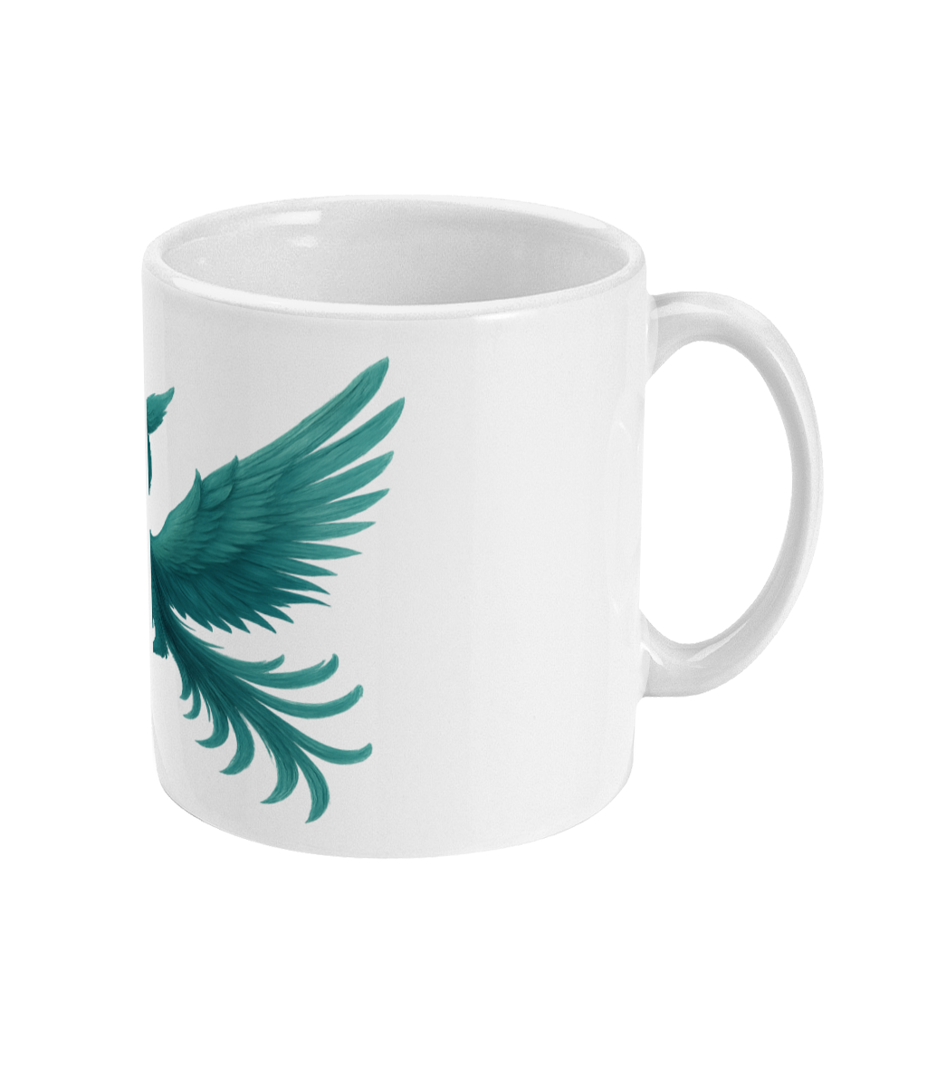 Phoenix Crest Mug – Teal Mythical Bird Ceramic Cup