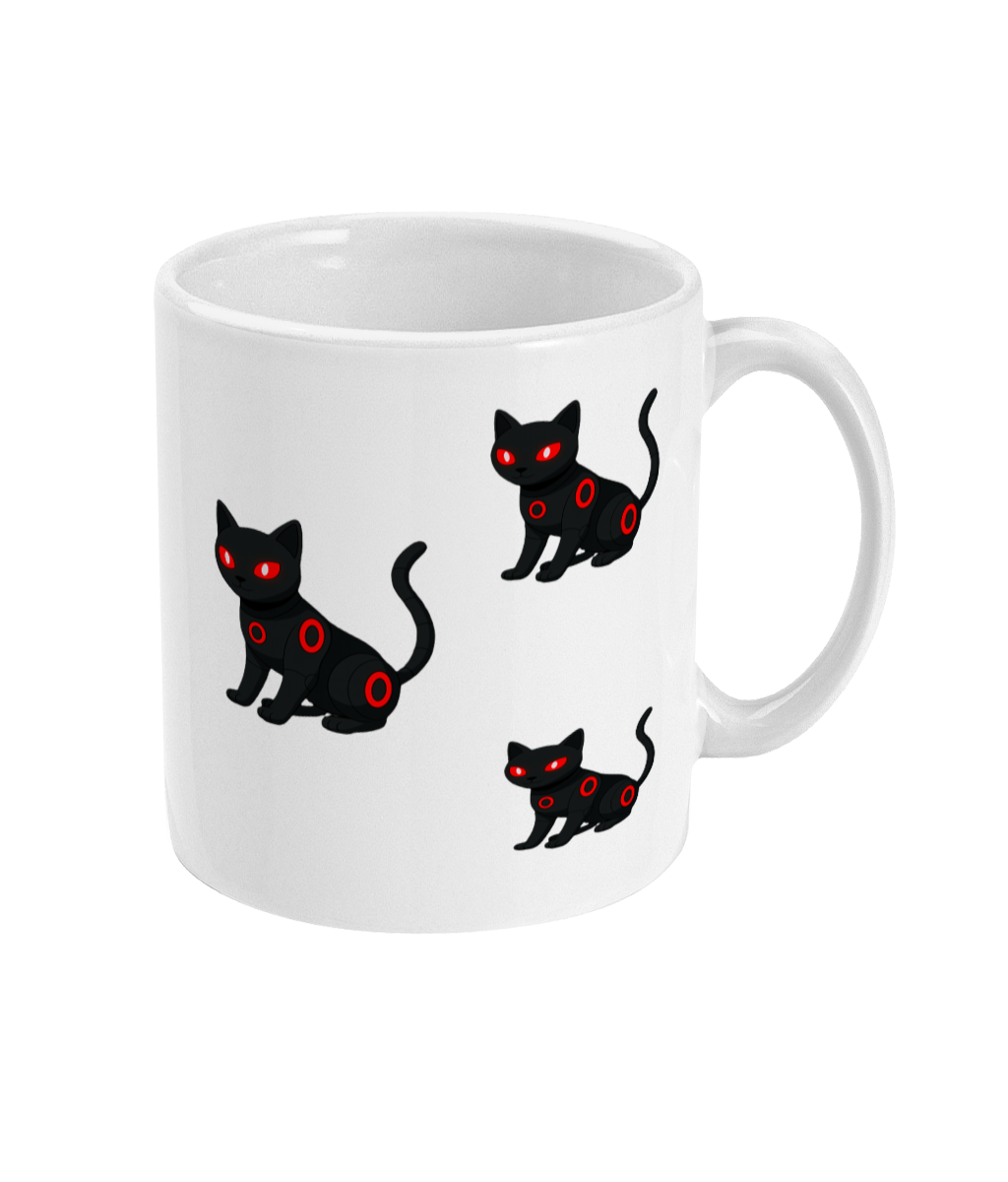 Hex Familiar Mug – Black Cats with Crimson Eyes