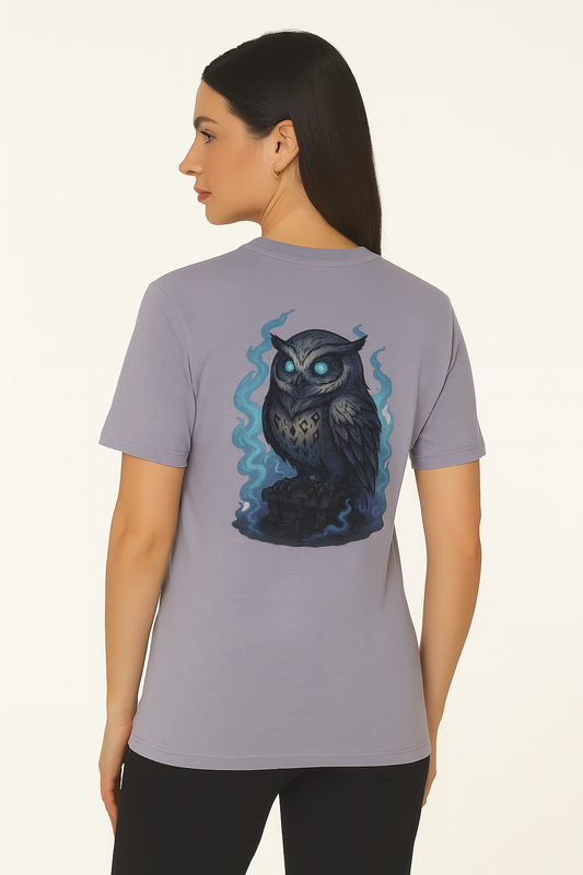 Mystic Owl Tee – Organic Cotton, Unisex Fit, Fantasy Back Print