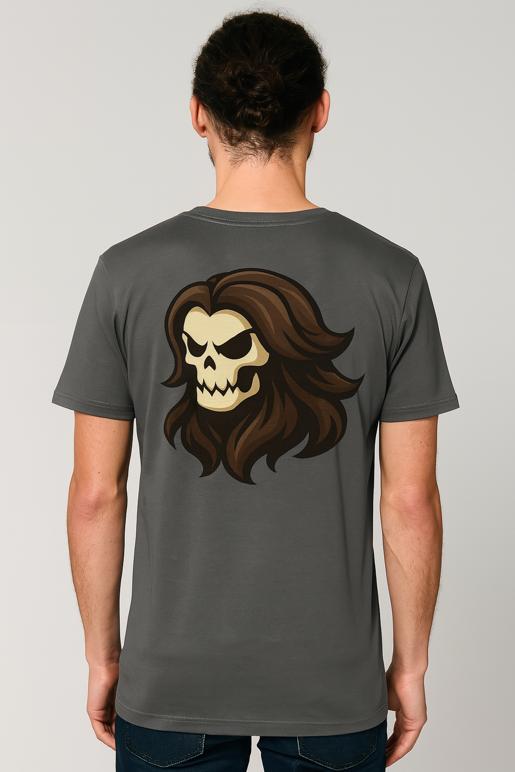 Skullflow Unisex Organic Tee – Gothic Hair, Hollow Stare