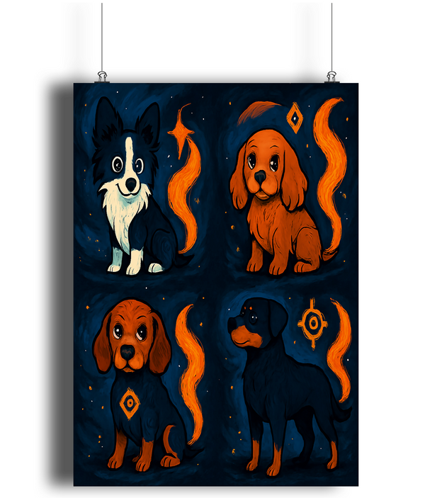 Guardians of the Flame Mystical Dog Art Print