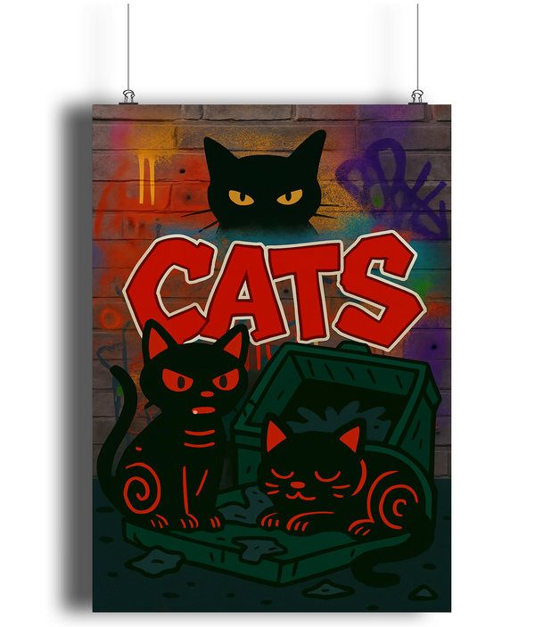 Cats In The Alley Urban Graffiti Art Print