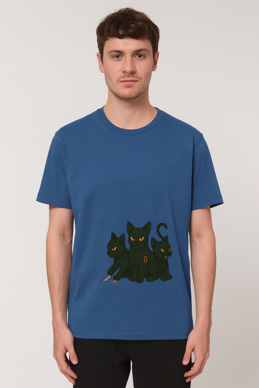 Three Black Cats Graphic Tee – Organic Cotton Unisex T-Shirt