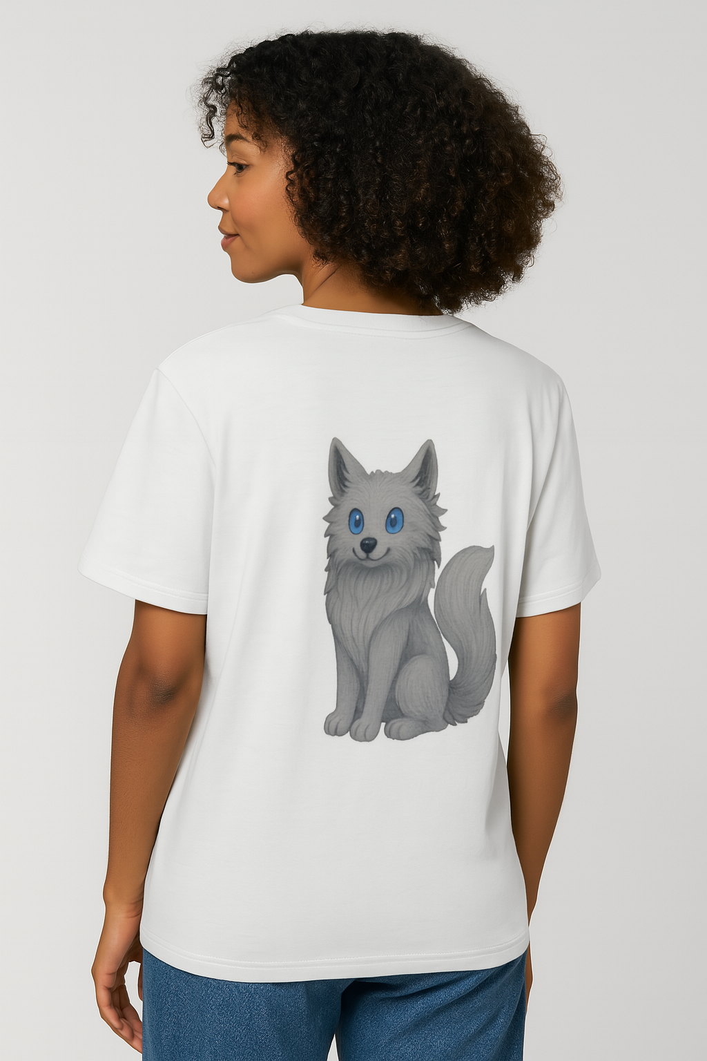 Whimsical Wolf Back Print Tee – Organic Cotton Unisex Fit