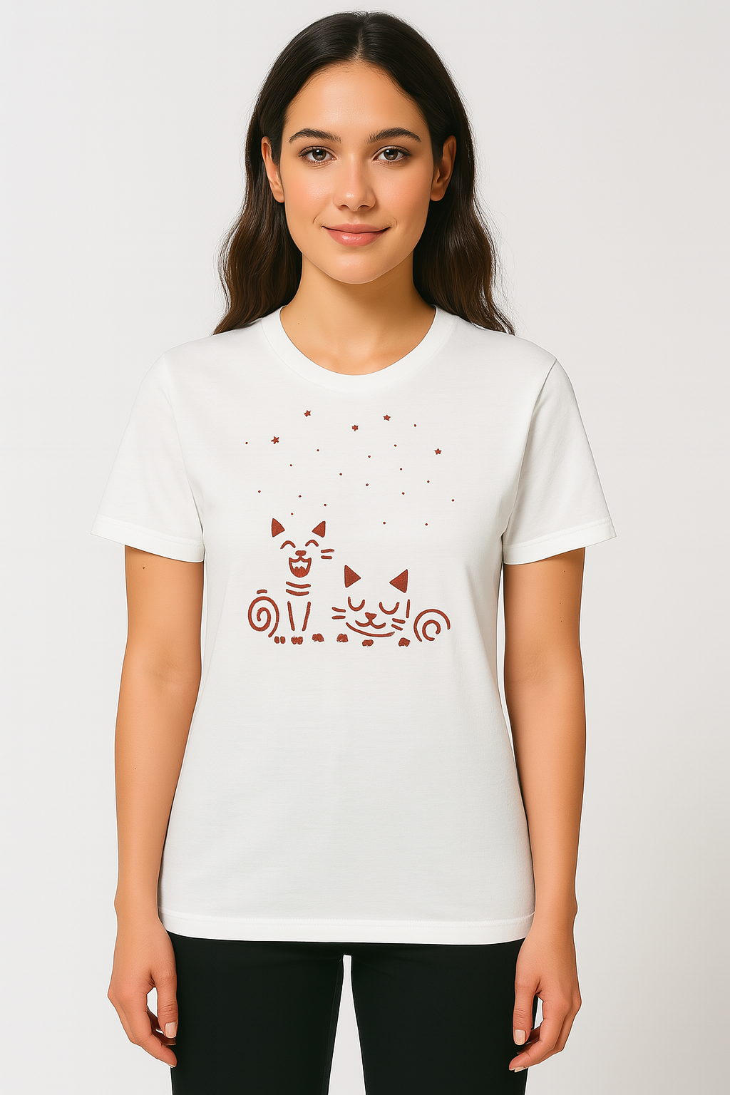 Whimsical Cat Duo Tee – Organic Cotton T-Shirt