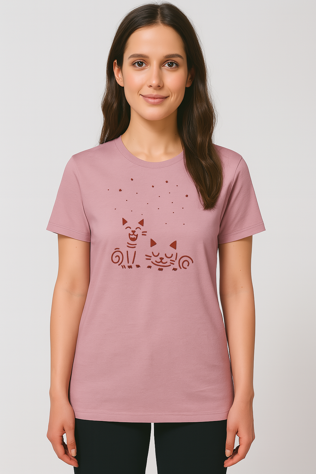 Whimsical Cat Duo Tee – Organic Cotton T-Shirt